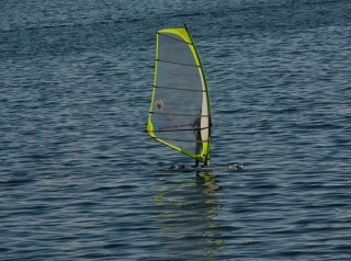 Con una tabla de windsurf